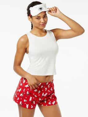 Jenni by Jennifer Moore Red Polar Bear Print Sleep Shorts